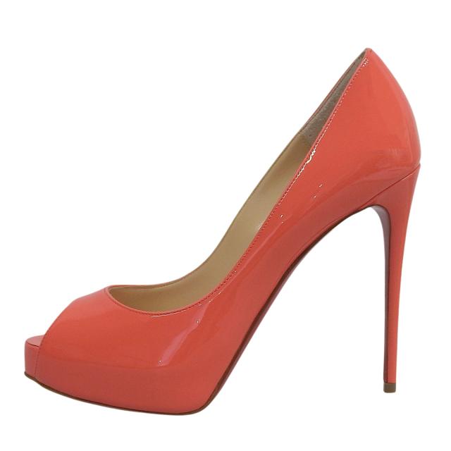 未使用品▲Christian Louboutin クリスチャンルブタン NEW VERY PRIVE 120 オープントゥ パテントレザー パンプス ピンク 36.5 箱付_2