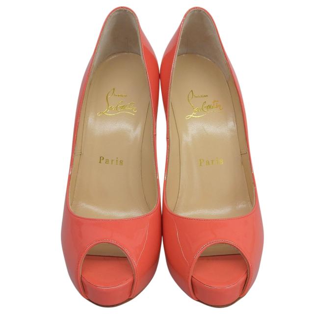 未使用品▲Christian Louboutin クリスチャンルブタン NEW VERY PRIVE 120 オープントゥ パテントレザー パンプス ピンク 36.5 箱付_3