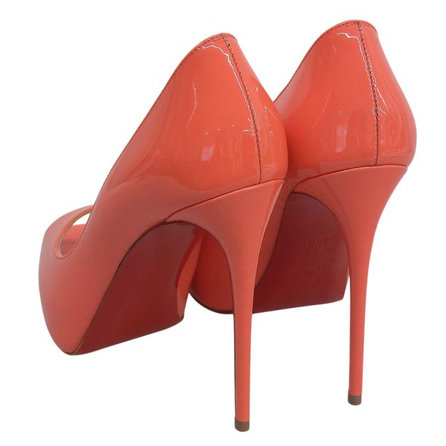 未使用品▲Christian Louboutin クリスチャンルブタン NEW VERY PRIVE 120 オープントゥ パテントレザー パンプス ピンク 36.5 箱付_4