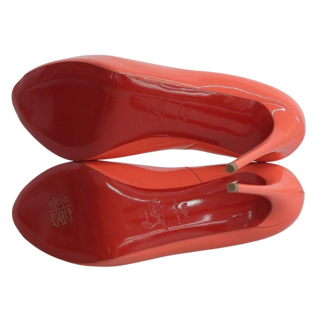 未使用品▲Christian Louboutin クリスチャンルブタン NEW VERY PRIVE 120 オープントゥ パテントレザー パンプス ピンク 36.5 箱付_5