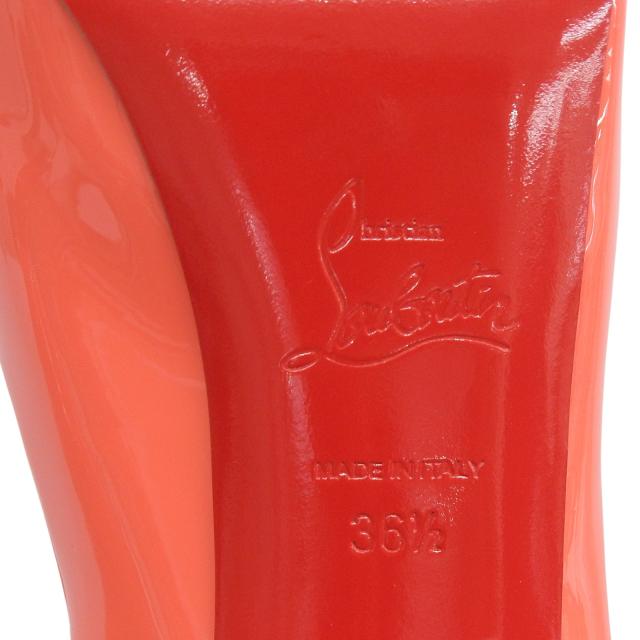 未使用品▲Christian Louboutin クリスチャンルブタン NEW VERY PRIVE 120 オープントゥ パテントレザー パンプス ピンク 36.5 箱付_7