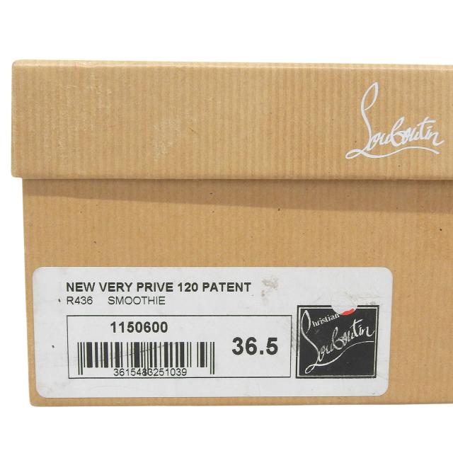 未使用品▲Christian Louboutin クリスチャンルブタン NEW VERY PRIVE 120 オープントゥ パテントレザー パンプス ピンク 36.5 箱付_8