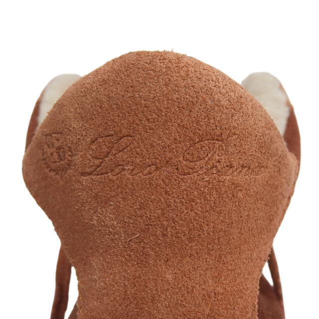 極美品▲Loro Piana ロロピアーナ ロゴ刻印入り レースアップ ムートン ボアスニーカー ブラウン 36 イタリア製 レディース_5