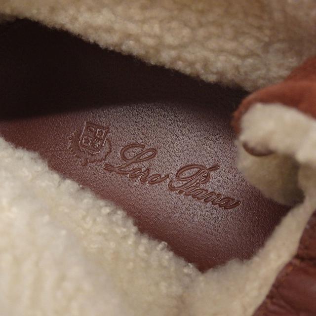 極美品▲Loro Piana ロロピアーナ ロゴ刻印入り レースアップ ムートン ボアスニーカー ブラウン 36 イタリア製 レディース_6