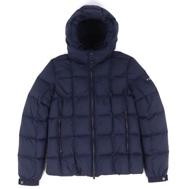 美品△TATRAS タトラス MTAT22A4841 GESSO ジェッソ ロゴワッペン フード付き ZIP UP ダウンジャケット ネイビー 03 正規品 メンズ