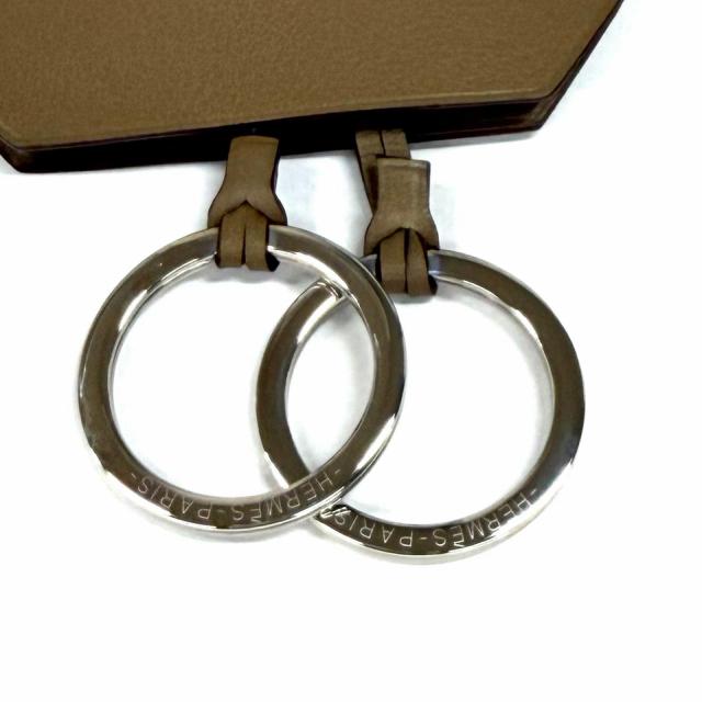 極美品★HERMES エルメス エトゥープ シルバー金具 レザー クロシェット チャーム レザー ネックレス C刻印 箱付 フランス製 レディース_7