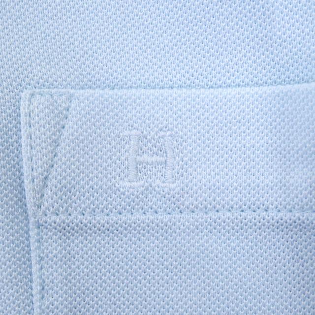 未使用品□HERMES エルメス コットン Hロゴ刺? エンブロイダリー 半袖ポロシャツ ライトブルー S 箱付き イタリア製 正規品 メンズ_4