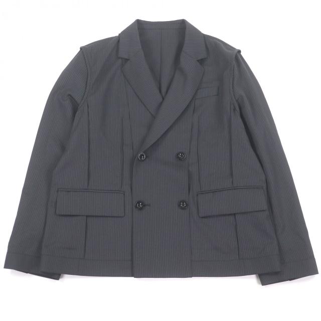 極美品□Sacai サカイ 25SS 25-03632M Doeskin Jacket ウール ストライプ柄 デザインジャケット テーラードジャケット 1 日本製 正規品