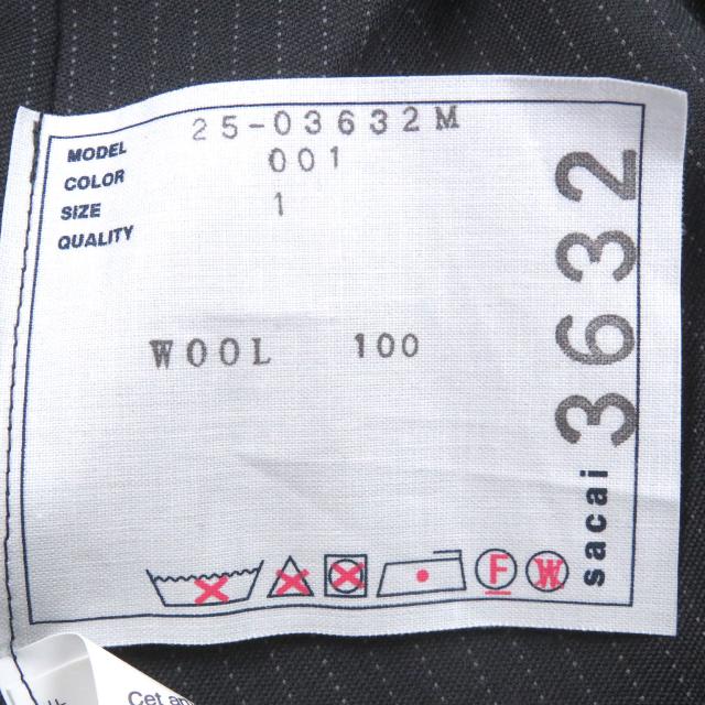 極美品□Sacai サカイ 25SS 25-03632M Doeskin Jacket ウール ストライプ柄 デザインジャケット テーラードジャケット 1 日本製 正規品_6