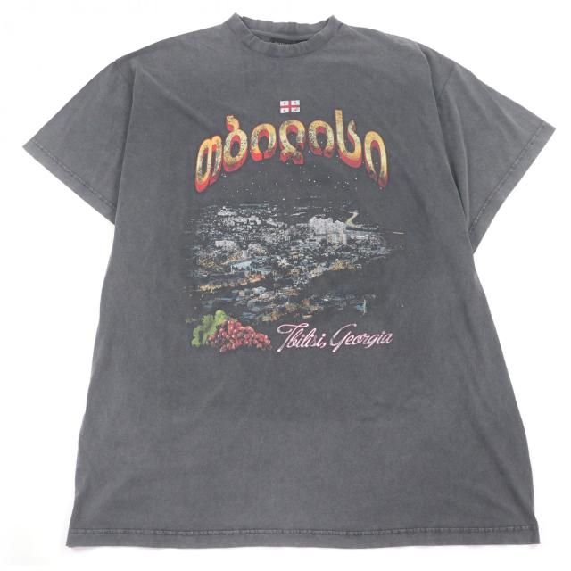 未使用品□BALENCIAGA バレンシアガ 25SS 811688 Tbilisi Oversized T-Shirt ウォッシュド ヴィンテージ加工 半袖Ｔシャツ 4 正規品