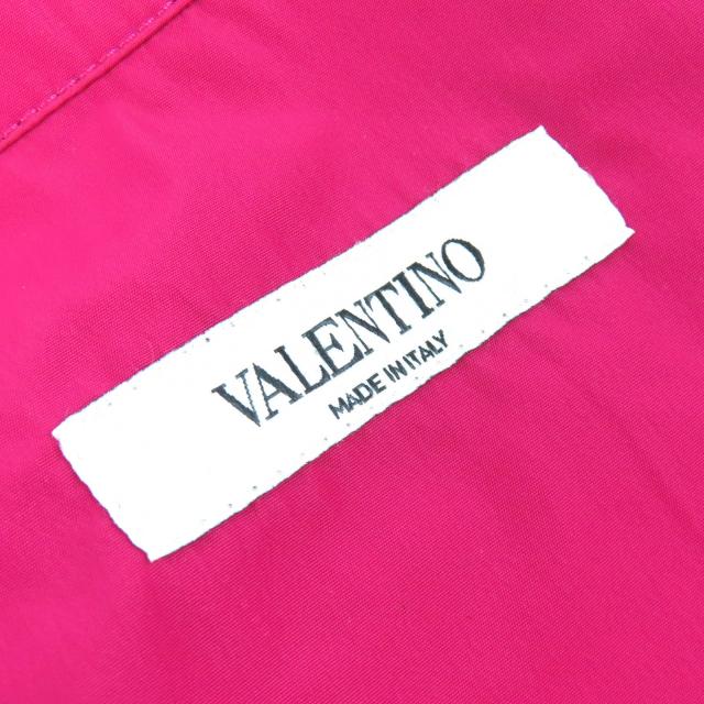 美品△VALENTINO ヴァレンティノ VV0CIH367BR レース刺繍ポケット ロゴボタン ナイロン シャツジャケット レッドピンク XL 正規品 メンズ_6