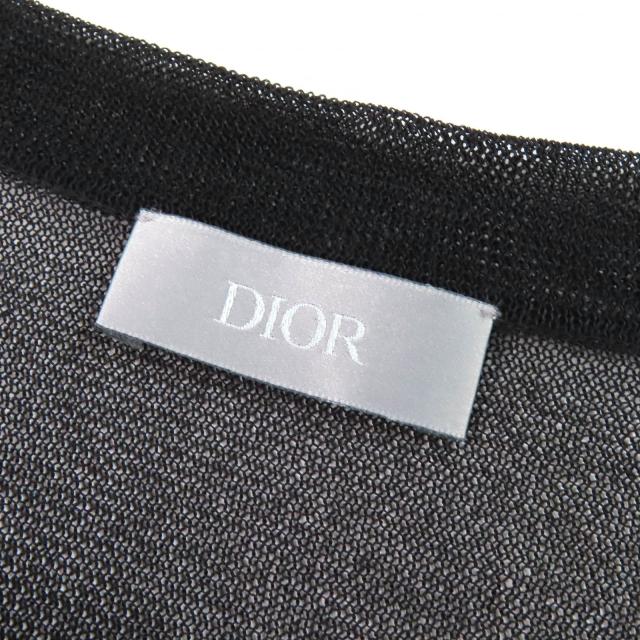 極美品△DIOR ディオール オム 933M636AT966 シルク100％ ロゴ クルーネック シアー 半袖ニット ブラック XL イタリア製 正規品 メンズ_3
