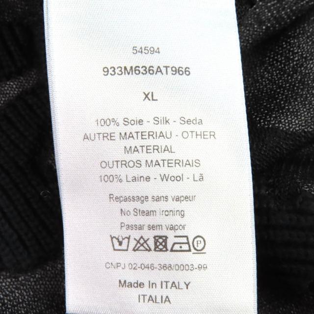極美品△DIOR ディオール オム 933M636AT966 シルク100％ ロゴ クルーネック シアー 半袖ニット ブラック XL イタリア製 正規品 メンズ_4