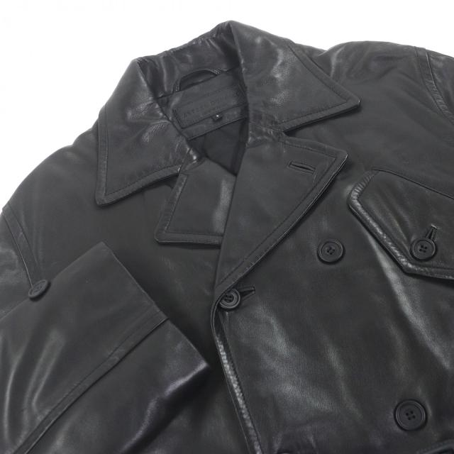 良品□Dunhill ダンヒル ベルテッド ダブルブレスト 中綿入り レザーチェスターコート ロングコート ブラック S スペイン製 正規品_1