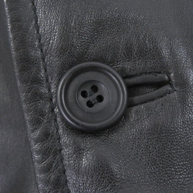 良品□Dunhill ダンヒル ベルテッド ダブルブレスト 中綿入り レザーチェスターコート ロングコート ブラック S スペイン製 正規品_4