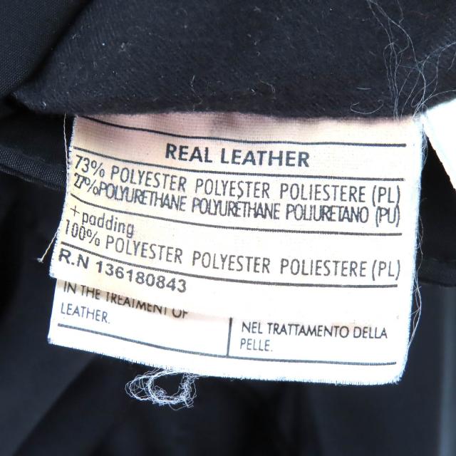 訳有△Salvatore Ferragamo サルヴァトーレフェラガモ ガンチーニ リバーシブル 中綿入り フード付 レザーコート ブラック 48 正規品_8