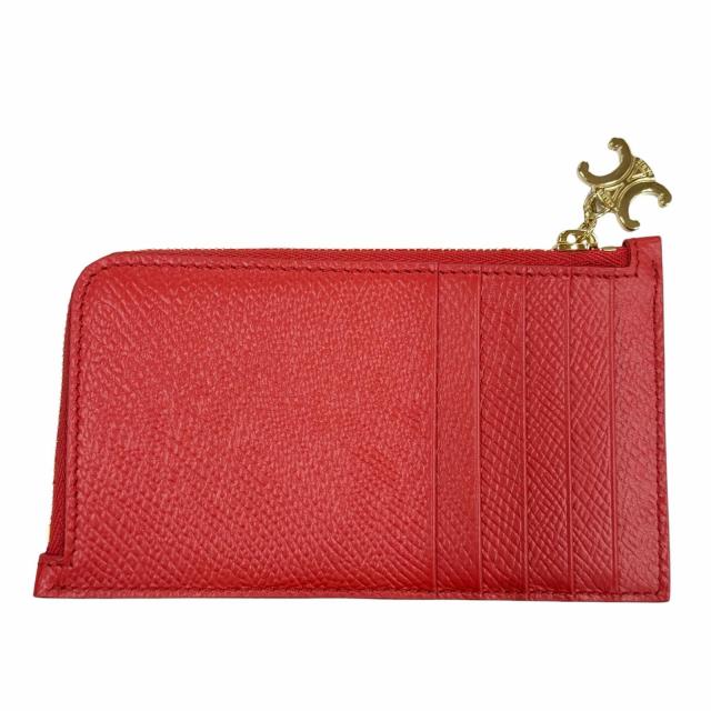 極美品◇CELINE セリーヌ L10083FVO レザー トリオンフ ジップ付き ロングカードケース レッド ゴールド金具 箱・保存袋付き イタリア製_2