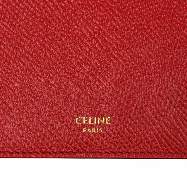 極美品◇CELINE セリーヌ L10083FVO レザー トリオンフ ジップ付き ロングカードケース レッド ゴールド金具 箱・保存袋付き イタリア製_8
