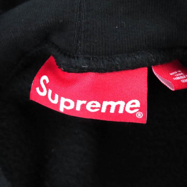 【ドンドン見直し】美品△Supreme シュプリーム FW23SW58 カレッジエイト パッチワークレザー スウェット パーカー ブラック S 正規品_6