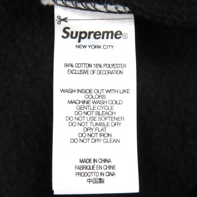 【ドンドン見直し】美品△Supreme シュプリーム FW23SW58 カレッジエイト パッチワークレザー スウェット パーカー ブラック S 正規品_7