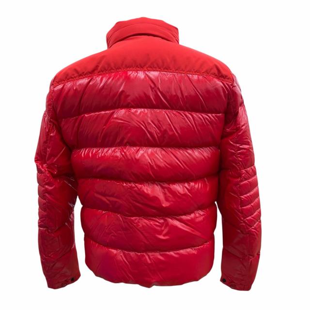 美品▼MONCLER モンクレール E20914182685 BRUEL ブリュエル ロゴ入りボタン フード入 WZIPUP ダウンジャケット レッド 3 正規品 メンズ_3