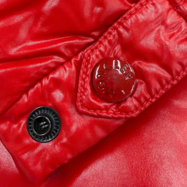 美品▼MONCLER モンクレール E20914182685 BRUEL ブリュエル ロゴ入りボタン フード入 WZIPUP ダウンジャケット レッド 3 正規品 メンズ_6