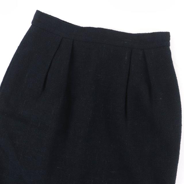 美品☆CHANEL シャネル 09P P34946V22979 コットン ココボタン 裾デザイン タイトスカート ブラック 40 フランス製 正規品 レディース_2
