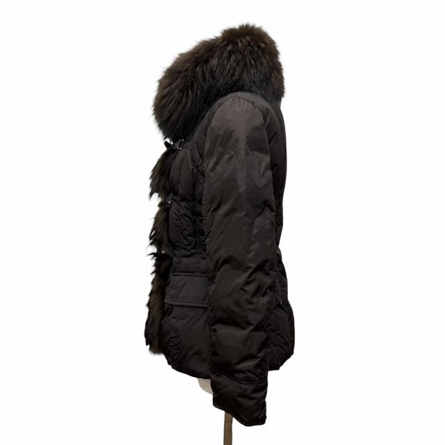 極美品◇MONCLER モンクレール GRILLON 滝沢眞規子着 レザー使い トグルボタン ラクーンファー付 ダウンジャケット 茶 0 レディース_1