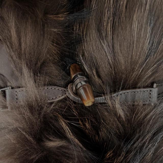 極美品◇MONCLER モンクレール GRILLON 滝沢眞規子着 レザー使い トグルボタン ラクーンファー付 ダウンジャケット 茶 0 レディース_6