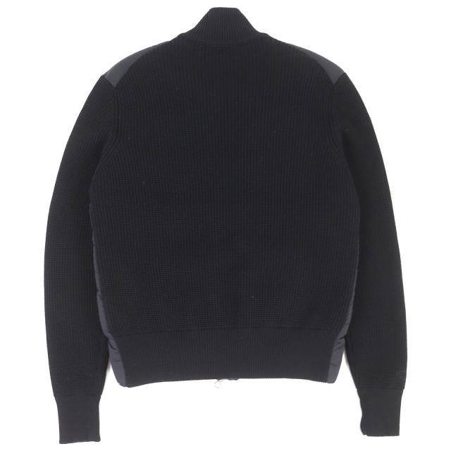 極美品△MONCLER モンクレール CARDIGAN TRICOT フロントロゴ ニット切替 ZIP UP ダウンジャケット ブラック S ブルガリア製 正規品_1