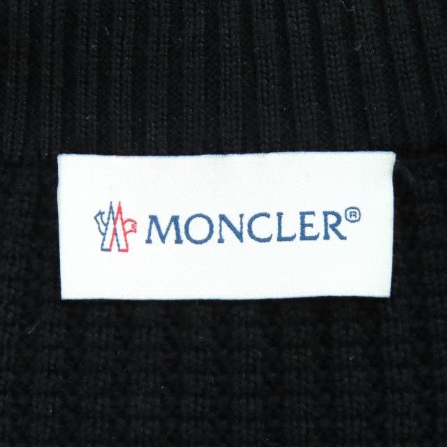 極美品△MONCLER モンクレール CARDIGAN TRICOT フロントロゴ ニット切替 ZIP UP ダウンジャケット ブラック S ブルガリア製 正規品_6