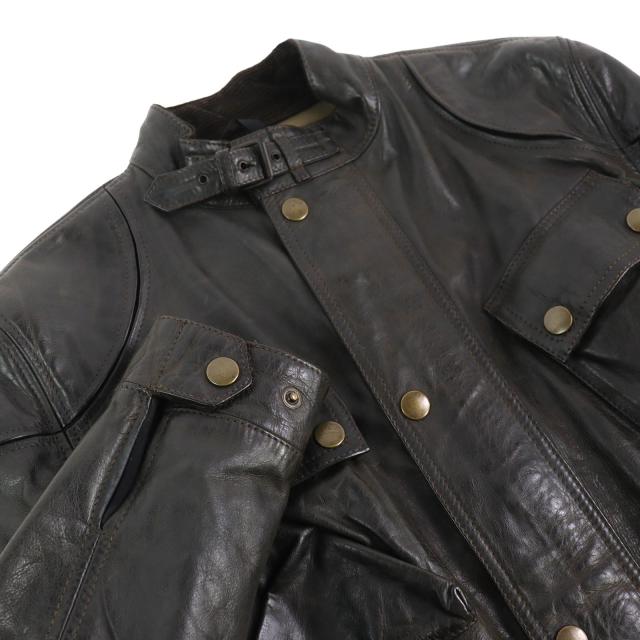 【ドンドン見直し】良品△BELSTAFF ベルスタッフ ゴールドレーベル モーターサイクルコート ロゴプレート ベルト付き レザーコート M_3
