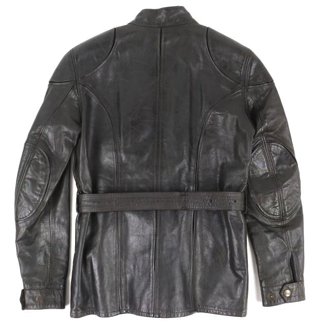 【ドンドン見直し】良品△BELSTAFF ベルスタッフ ゴールドレーベル モーターサイクルコート ロゴプレート ベルト付き レザーコート M_1