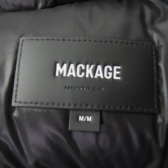 極美品☆MACKAGE マッカージュ 11542225-4A MADALYN-FLP ロゴ金具 ヘリンボーン柄 ダウンジャケット ブラック ホワイト M 正規品_8