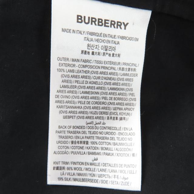 極美品☆BURBERRY バーバリー ニット切替 ラムレザー フード付 パーカー トップス ブラック 38 イタリア製 正規品 レディース