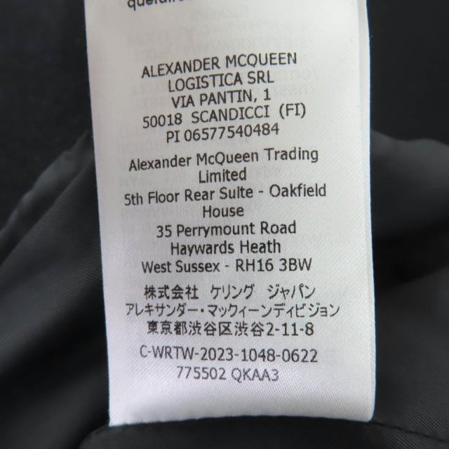 美品☆Alexander McQueen アレキサンダーマックイーン 2023年製 775502 ウール ダブルブレスト コート ブラック 38 正規品 レディース
