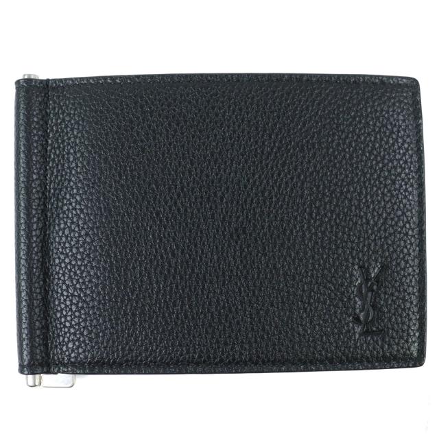 極美品△SAINT LAURENT PARIS サンローランパリ 691633 ロゴ レザー 二つ折り カードケース ビルクリップ ウォレット 現行品 ブラック イタリア製 メンズ オススメ◎ 定価71,500円 極美品△SAINT LAURENT PARIS サンローランパリ 691633 ロゴ レザー 二