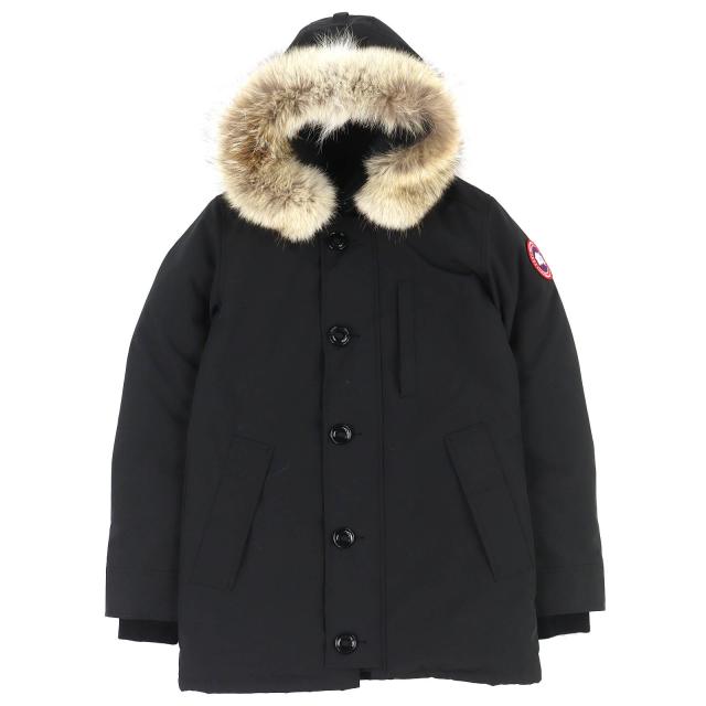 未使用品△CANADA GOOSE カナダグース JASPER PARKA ジャスパー ロゴワッペン ファー付 フーデッド ダウンジャケット ブラック XS 正規品 60,500円