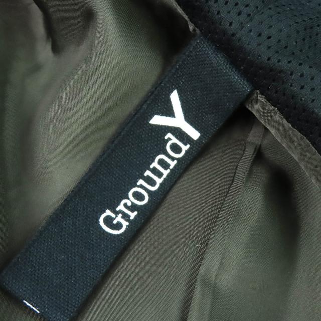 美品△GROUND Y グラウンドワイ GJ-C09-102 ウール ポリエステル ウールギャバジン フードダブルジャケット コート カーキ 3 正規品_5