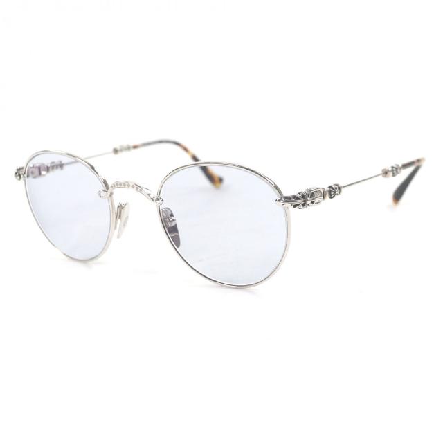 美品□CHROME HEARTS クロムハーツ BUBBA-A 一部SV925 フローラルクロス サングラス シルバー ブラウンデミ 49□22-145 度入り 日本製