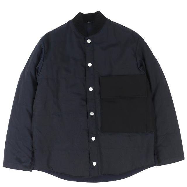 未使用品△HERMES エルメス 24AW 462780HI セリエボタン 中綿 ブルゾン ジャケット ネイビー 44 ハンガー・ガーメント付き 正規品 メンズ