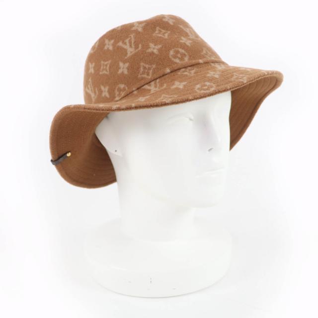 極美品☆LOUIS VUITTON ルイヴィトン 2021年製 M77295 キャリーオン モノグラム柄 リバーシブル バケットハット ブラウン M 正規品