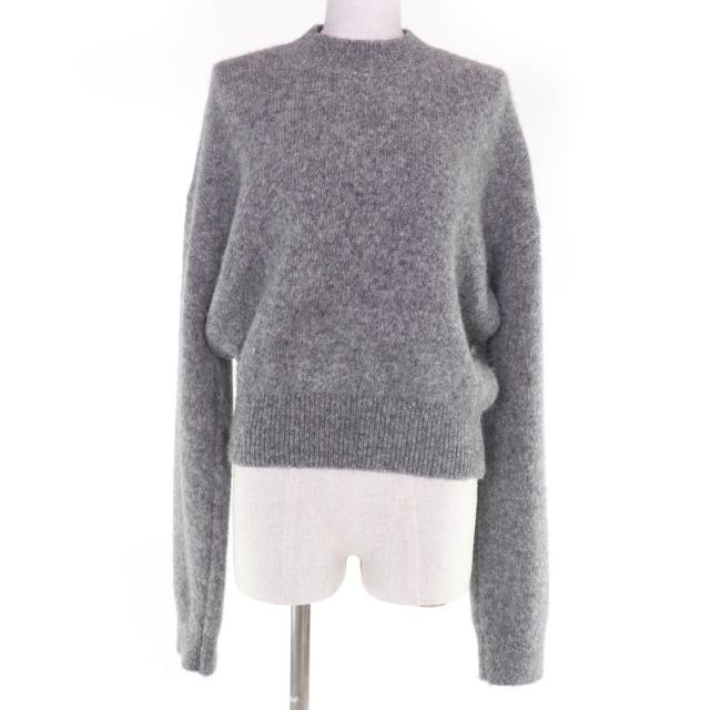 極美品☆JACQUEMUS ジャックムス 24AW 241KN353-2329-950 アルパカ ウール ロゴ入 長袖 ニット グレー S ポルトガル製 正規品 レディース