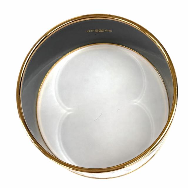 未使用品★HERMES エルメス H152793FO48 BRIDES DE GALA TATTOO ピンクゴールド金具 バングル ホワイト ブラック XL 仏製 レディース_3