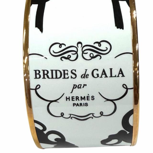 未使用品★HERMES エルメス H152793FO48 BRIDES DE GALA TATTOO ピンクゴールド金具 バングル ホワイト ブラック XL 仏製 レディース_4
