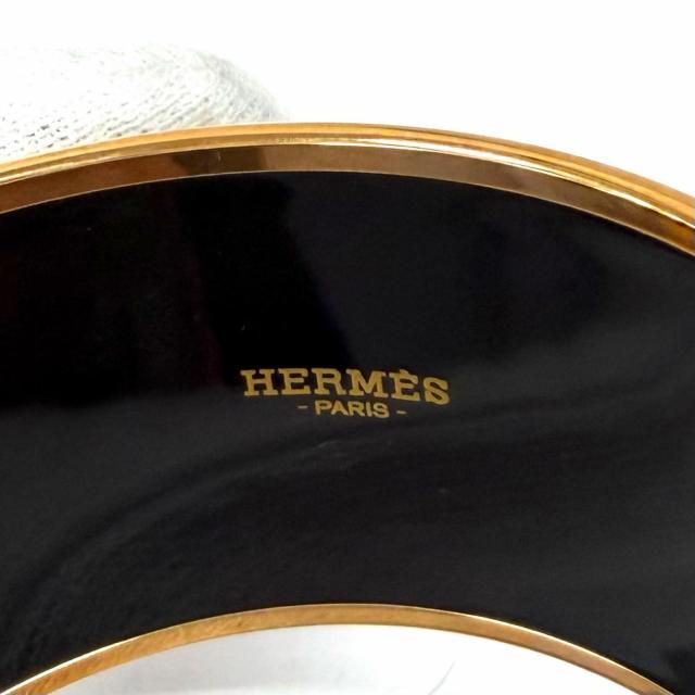 未使用品★HERMES エルメス H152793FO48 BRIDES DE GALA TATTOO ピンクゴールド金具 バングル ホワイト ブラック XL 仏製 レディース_5