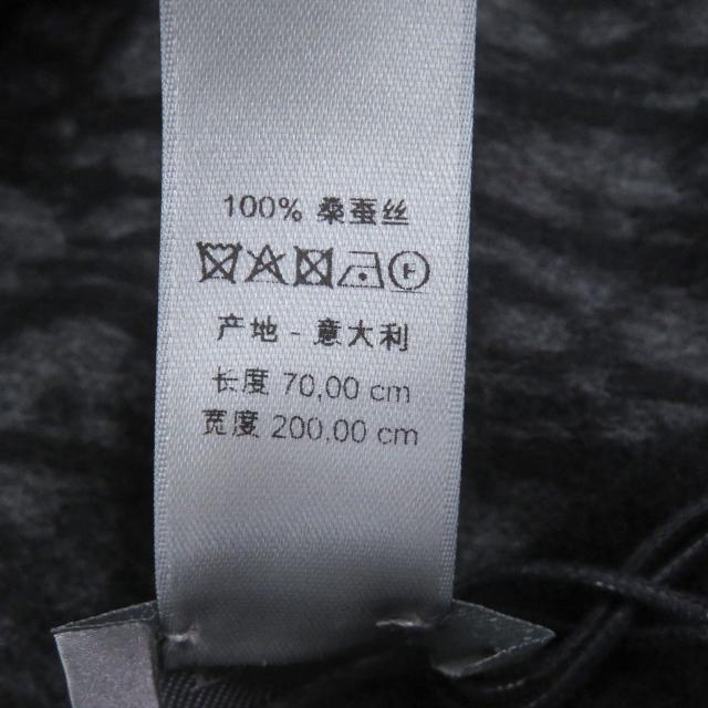 未使用品□DIOR ディオール オム 93E0013A0168 シルク100％ オブリーク ロゴ総柄 大判ショール フリンジマフラー グレー イタリア製_6