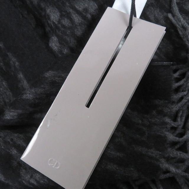 未使用品□DIOR ディオール オム 93E0013A0168 シルク100％ オブリーク ロゴ総柄 大判ショール フリンジマフラー グレー イタリア製_7