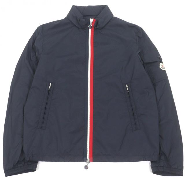 極美品□MONCLER モンクレール KERALLE GIUBBOTTO ロゴワッペン フード入り トリコロール ナイロンジャケット 紺 4 ルーマニア製 正規品