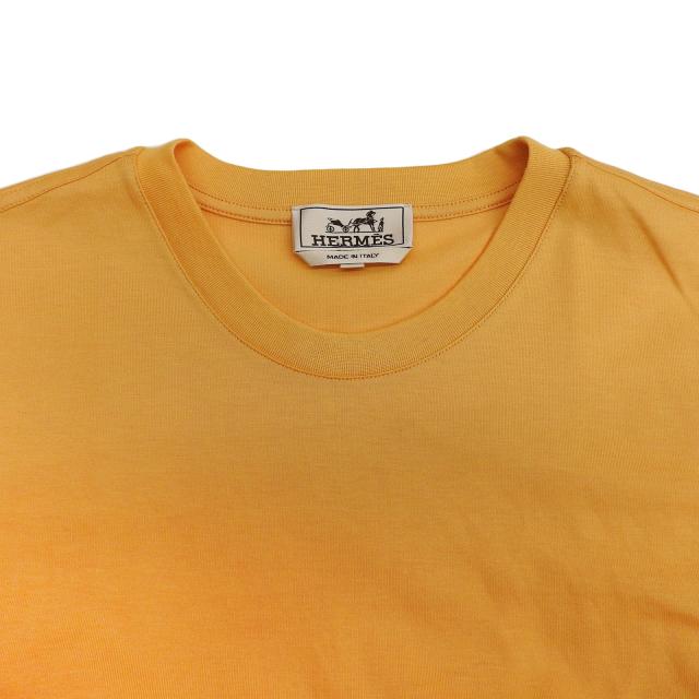 未使用品▲HERMES エルメス 23SS コットン100％ 袖切替デザイン クルーネック 半袖Ｔシャツ オレンジ M イタリア製 正規品 メンズ_2